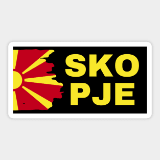 Skopje City with North Macedonia  Flag Design Sticker